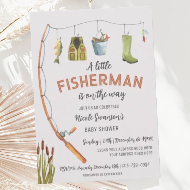 Little Fisherman Fishing Baby Shower Einladung (Von Creator hochgeladen)