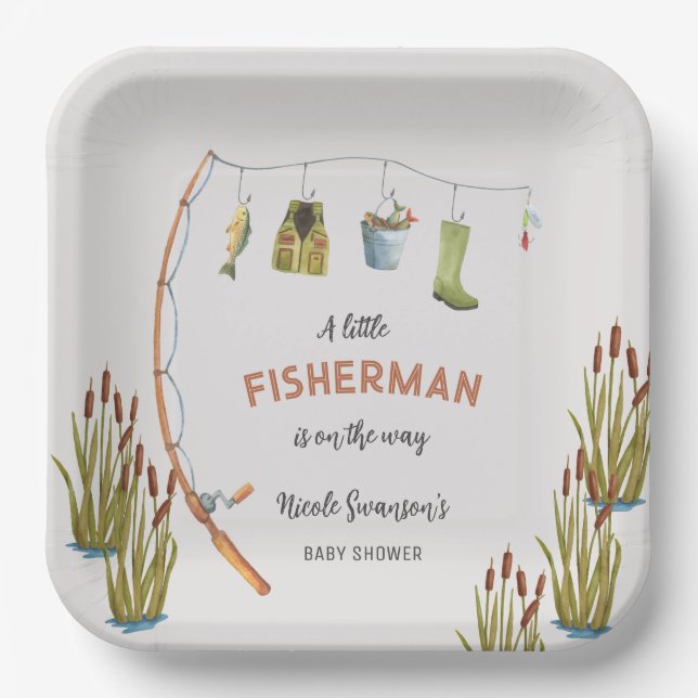 Little Fisherman Fishing Baby Shower Paper Teller (Vorderseite)