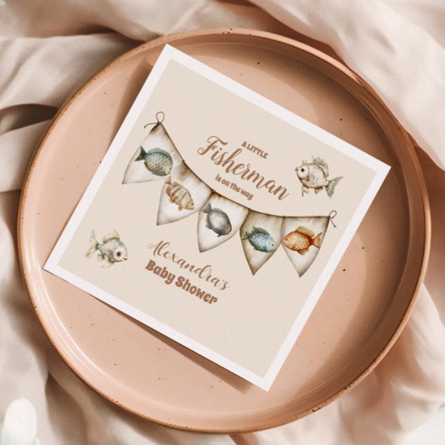 Little Fisherman Fishing Baby Shower Serviette (Von Creator hochgeladen)