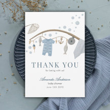 Little Fisherman Fishing Boy Baby Shower Thank You