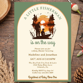 Little Fisherman On the Way Sage Boy Baby Shower Einladung