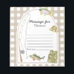 Little Fisherman Time Capsule Message Notizblock<br><div class="desc">Wasserfarbene Angelrute,  Fisch,  Panamahut der Fischer mit Haken und Spinner,  Fischweste. Brauner Käfig.</div>