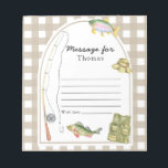 Little Fisherman Time Capsule Message Notizblock<br><div class="desc">Wasserfarbene Angelrute,  Fisch,  Panamahut der Fischer mit Haken und Spinner,  Fischweste. Brauner Käfig.</div>