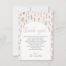 Little Fleur sauvage Baby shower Merci Cartes