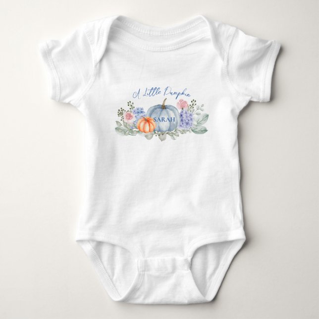 Little Floral Pumpkin Halloween Fall Baby Dusche Baby Strampler (Vorderseite)
