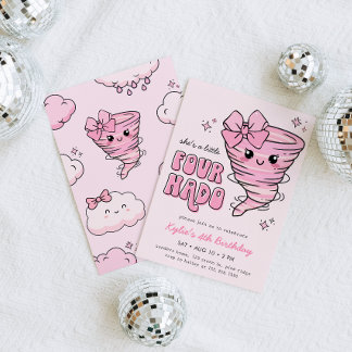 Little Fournado Pink Tornado 4. Geburtstag Einladung