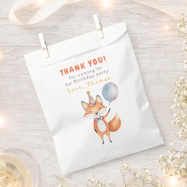 Little Fox Birthday Party Danke Geschenktütchen (Ausgeschnitten)