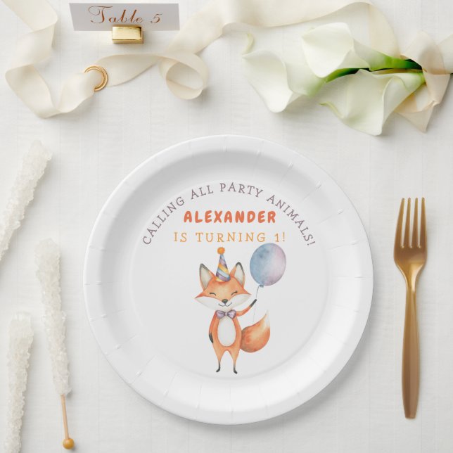 Little Fox Birthday Party Pappteller (Hochzeit)