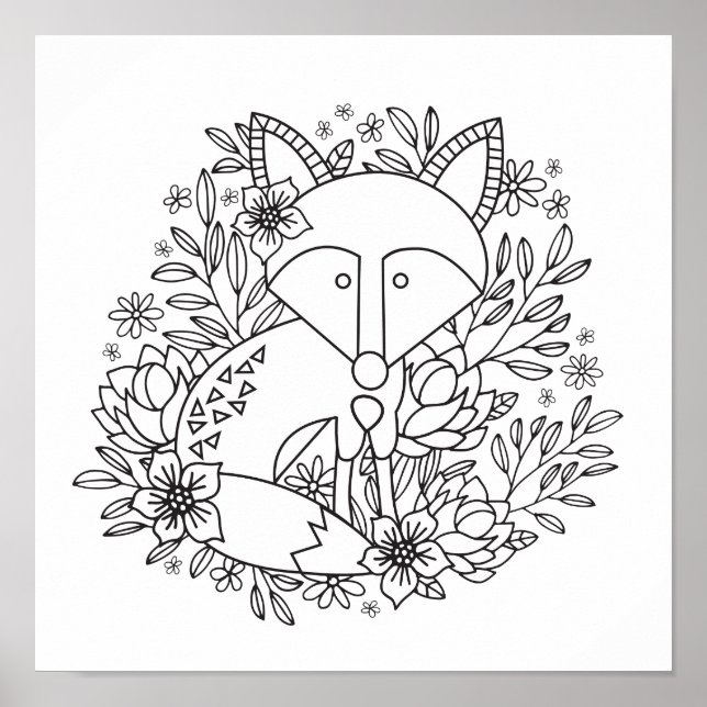 Little Fox Coloring Page Poster (Vorne)