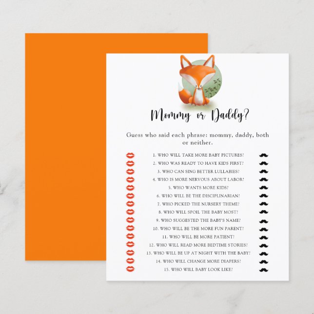Little Fox Cub - Mama oder Papa Baby Duschgame (Vorne/Hinten)