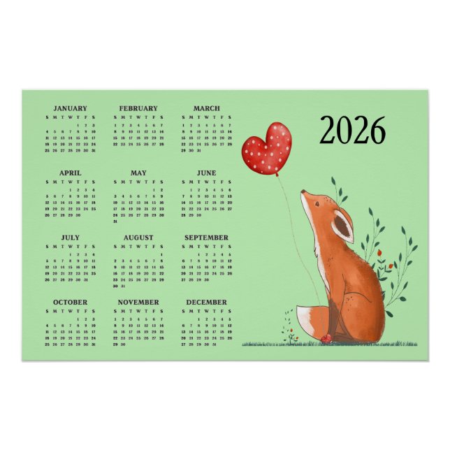 Little Fox Design 2026 Kalender  Poster (Vorderseite)