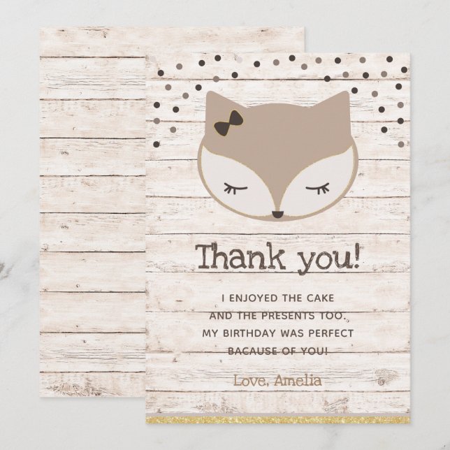 Little fox, merveilles cartes de remerciements (Devant / Derrière)