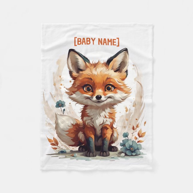 Little Fox Personalisiert Fleecedecke (Vorderseite)