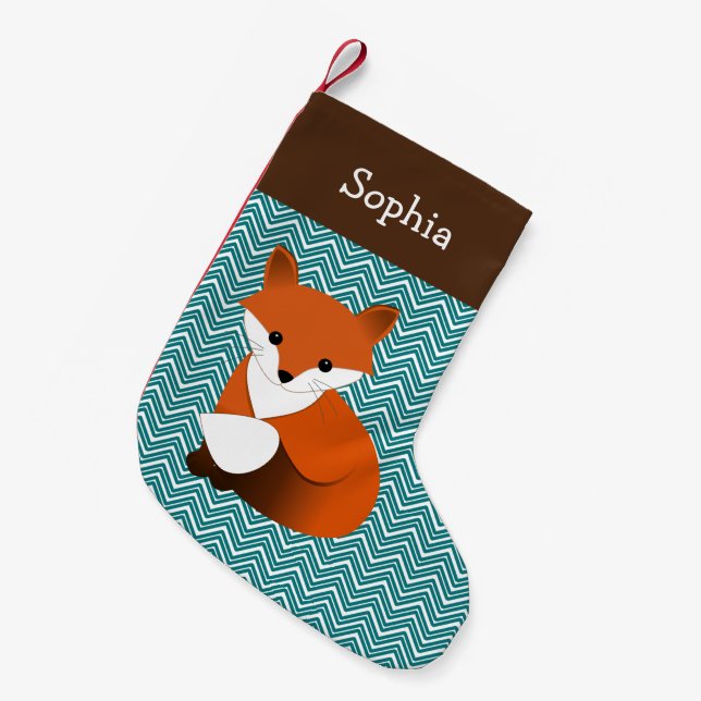 Little Fox Personalisiert Kleiner Weihnachtsstrumpf (Vorderansicht (hängend))