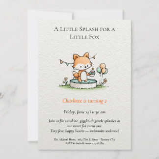 Little Fox Pool Party Geburtstag Einladung