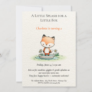 Little Fox Pool Party Geburtstag Einladung