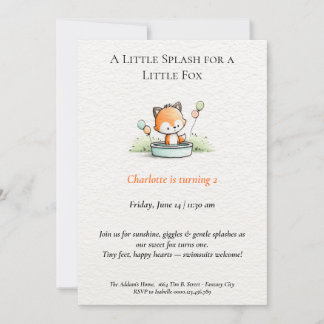 Little Fox Pool Party Geburtstag Einladung