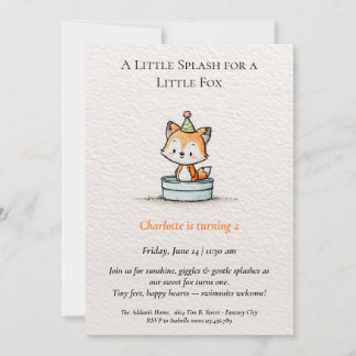 Little Fox Pool Party Geburtstag Einladung