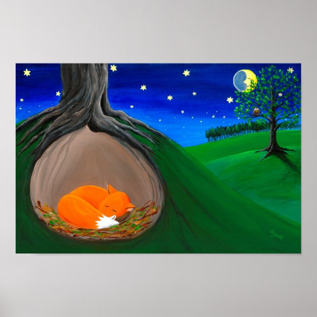 Little Fox | Woodland Kinderzimmer Dreamy Poster (Vorne)