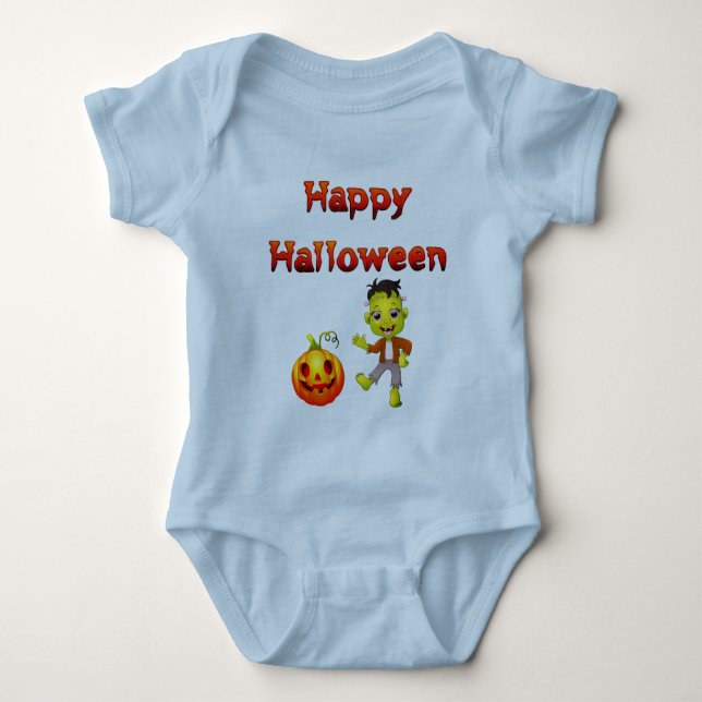 Little Frankenstein Halloween Thema. Baby Strampler (Vorderseite)