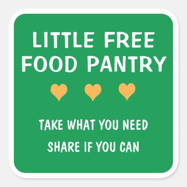 Little Free Food Pantry  Quadratischer Aufkleber (Vorderseite)