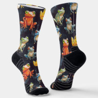 Little Frog Chalk Zeichne Muster Black Socks