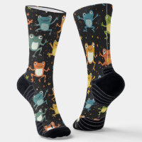 Little Frog Chalk Zeichne Muster Black Socks