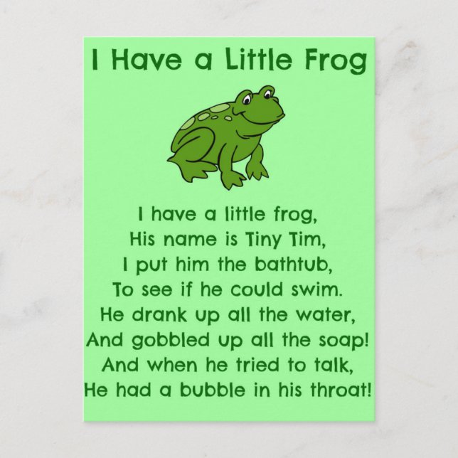 Little Frog Gedicht Postkarte (Vorderseite)