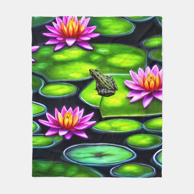 Little Frog on Lily Pad Fleecedecke (Vorderseite)