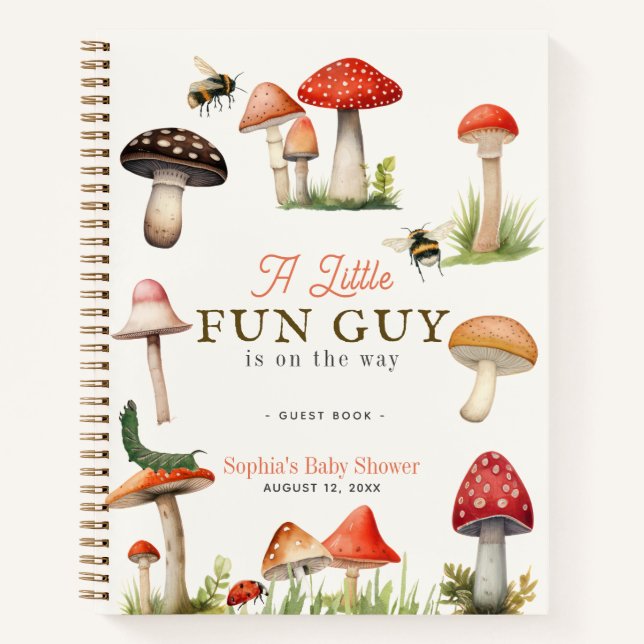 Little Fun Typ Mushroom Bee Baby Shower Gästebuch Notizbuch (Vorderseite)