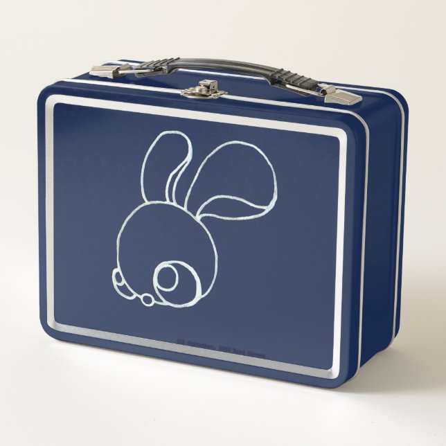 Little Fuzzy Bunnies & Leaping Coyote auf Blue Metall Brotdose (Vorderseite)