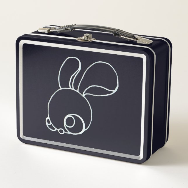 Little Fuzzy Bunnies & Leaping Coyote auf schwarz Metall Brotdose (Vorderseite)