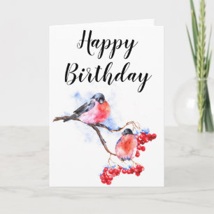 Little Garden Bird Sketch Happy Birthday Karte