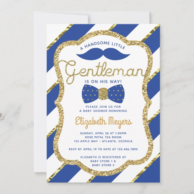 Little Gentleman Baby Shower Einladung, Imitate Go Einladung (Vorderseite)