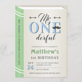 Little Gentleman Mr Onederful 1st First Birthday Einladung