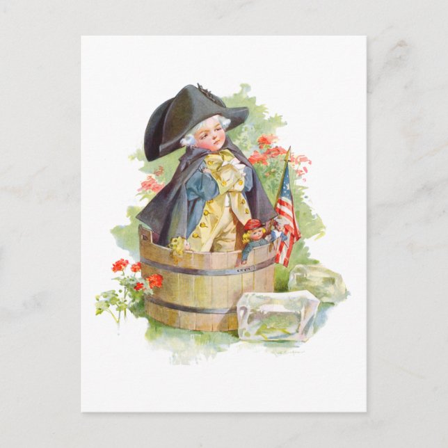 Little George Washington Crossing the Delaware Postkarte (Vorderseite)