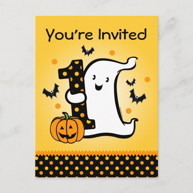 Little Ghost 1. Geburtstag Postkarte Einladung (Vorderseite)