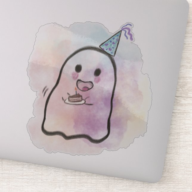 Little ghost celebrates birthday  aufkleber (Detail)