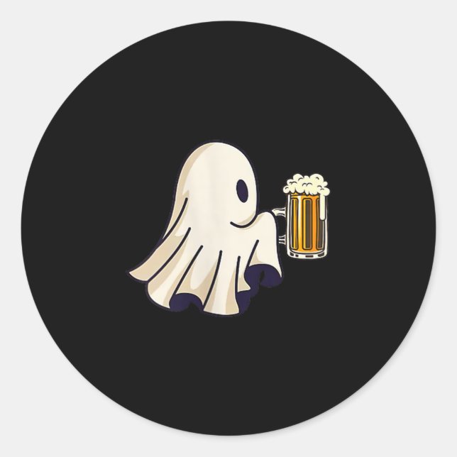 Little Ghost Drinking Beer Funny Halloween Costume Runder Aufkleber (Vorderseite)