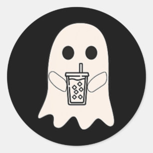 Little Ghost Iced Coffee Halloween-Kostüm Runder Aufkleber