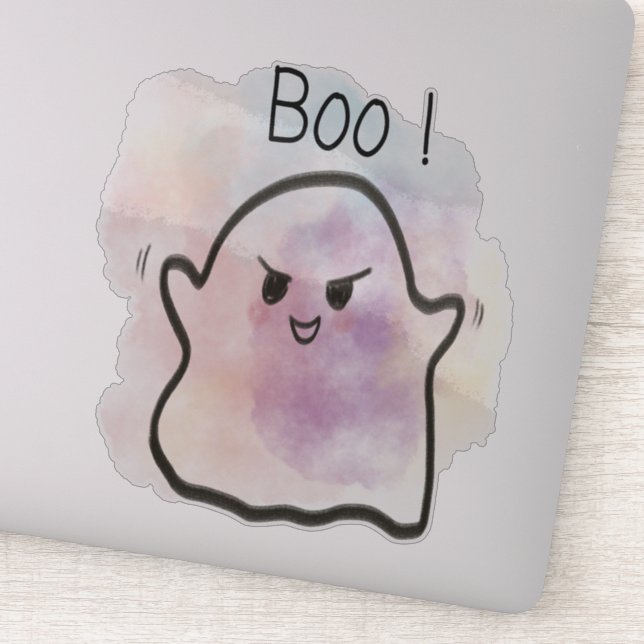 Little ghost shouts Boo Aufkleber (Detail)