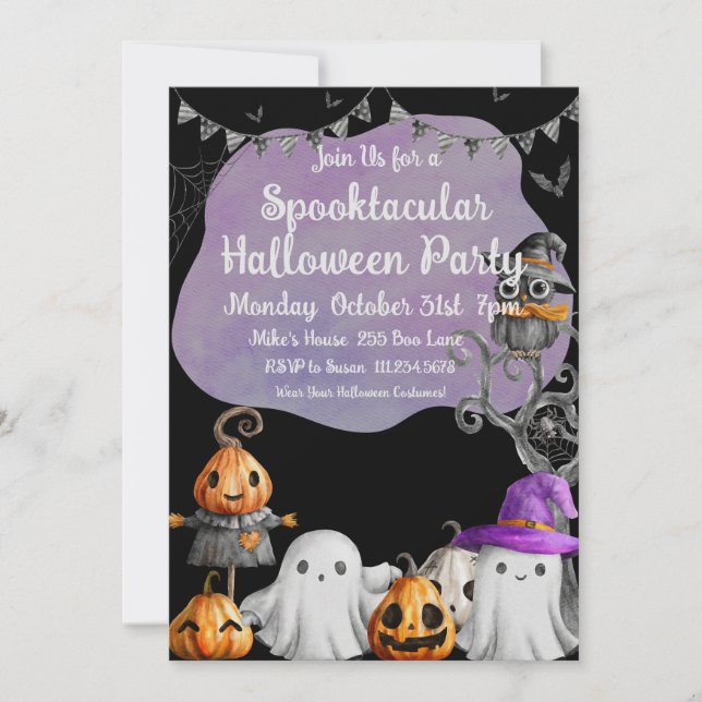 Little Ghosts Halloween-Party Einladung (Vorderseite)