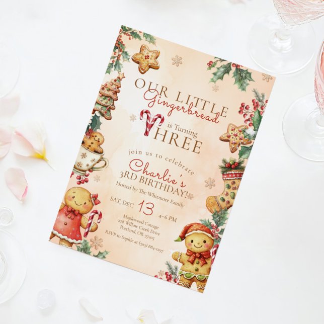 Little Gingerbread 3rd Birthday Christmas Einladung (Von Creator hochgeladen)