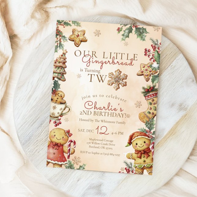 Little Gingerbread Christmas 2nd Birthday Einladung (Von Creator hochgeladen)