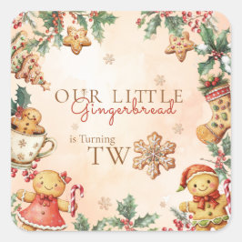 Little Gingerbread Christmas 2nd Birthday Quadratischer Aufkleber
