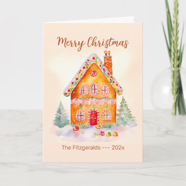 Little Gingerbread House Weihnachtskarte Karte (Vorderseite)
