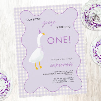 Little Gingham Erster Geburtstag Party Postkarte
