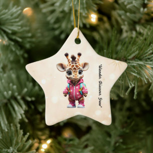 "Little Giraffe Explorer" Keramik Ornament
