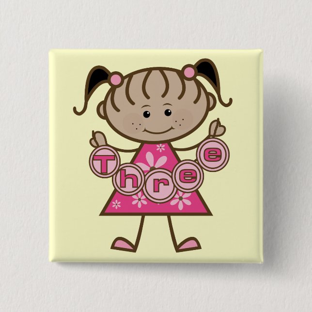 Little Girl 3. Geburtstag - Tshirts und Geschenke Button (Vorderseite)