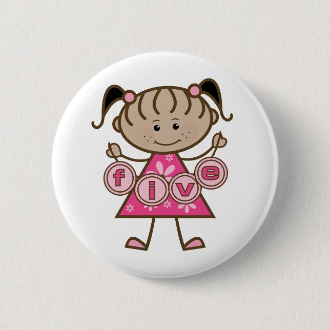 Little Girl 5th Birthday Tshirts und Geschenke Button (Vorderseite)